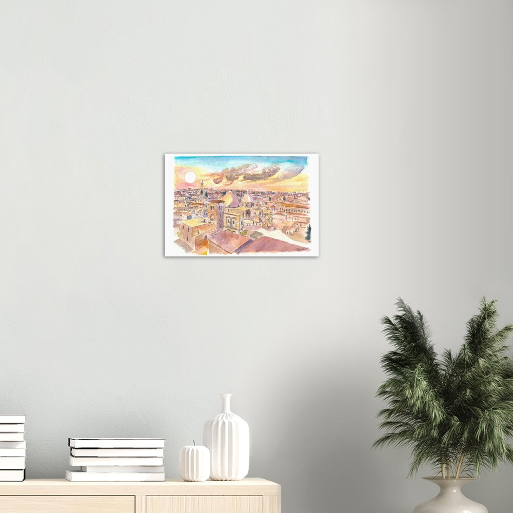 Golden Sunlight over Jerusalem with Church of the Holy Sepulchre - Limited Edition Fine Art Print - Original Painting available