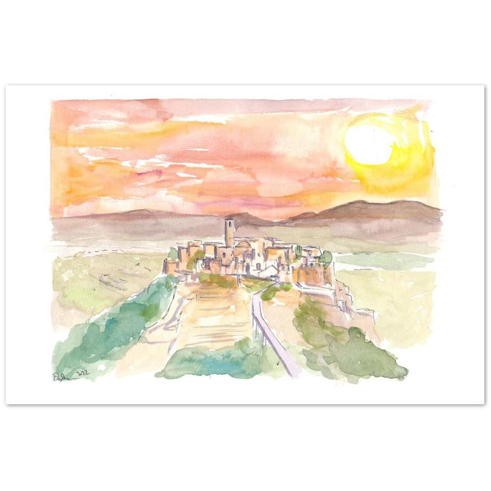 Civita di Bagnoregio Italian Town on a Hill in Sunlight