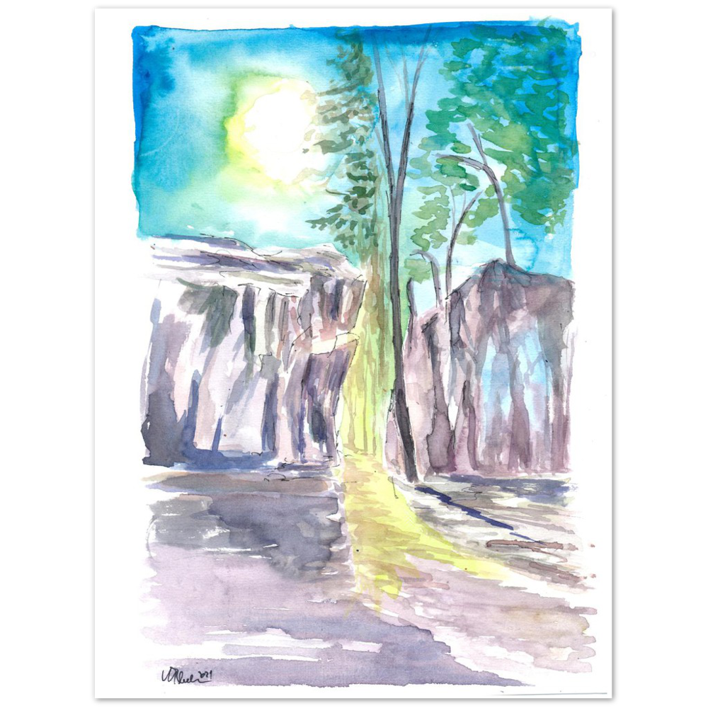 Ozark Hiking Watercolor Trail Scene - Limited Edition Fine Art Print