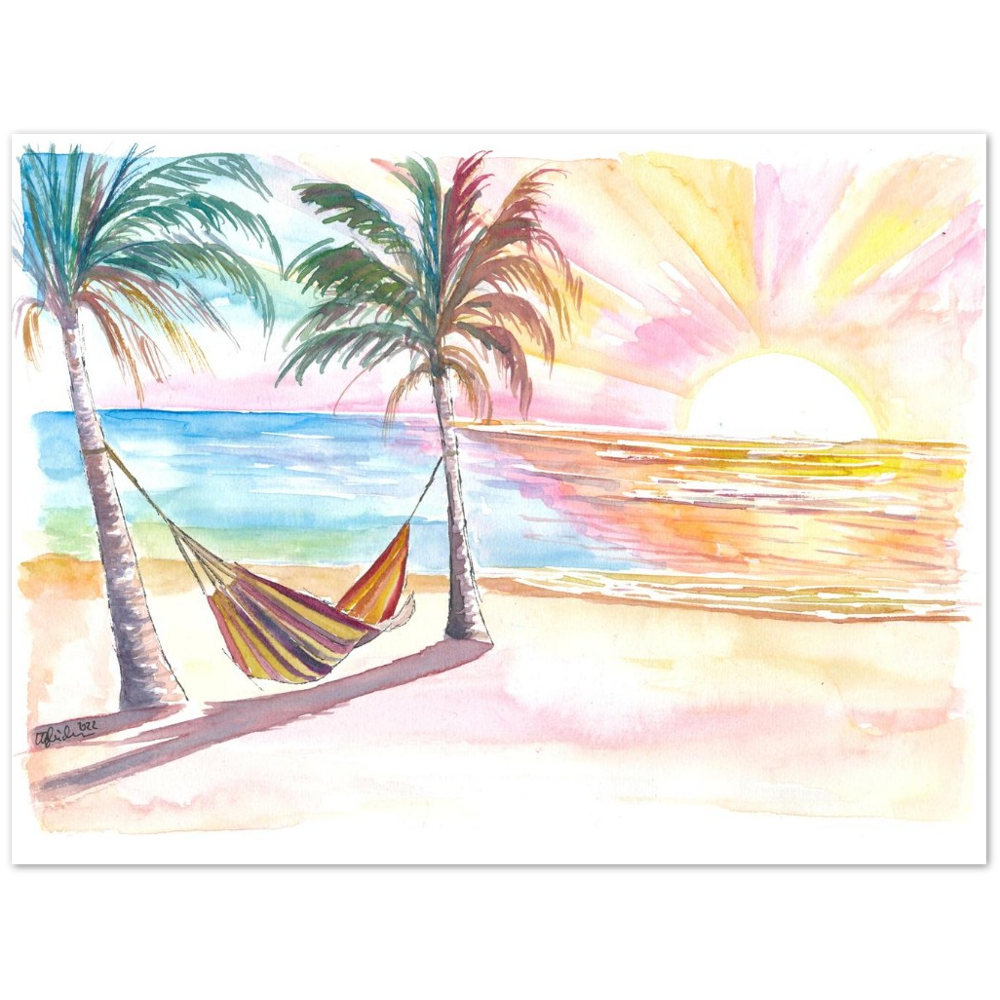 Lazy Tropical Hammock in Palm Shadow with Ocean Sounds
