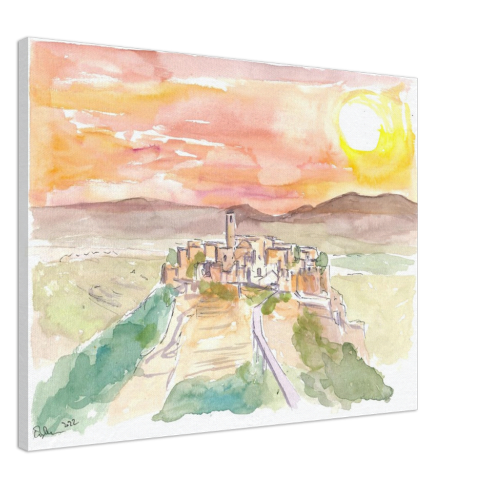 Civita di Bagnoregio Italian Town on a Hill in Sunlight