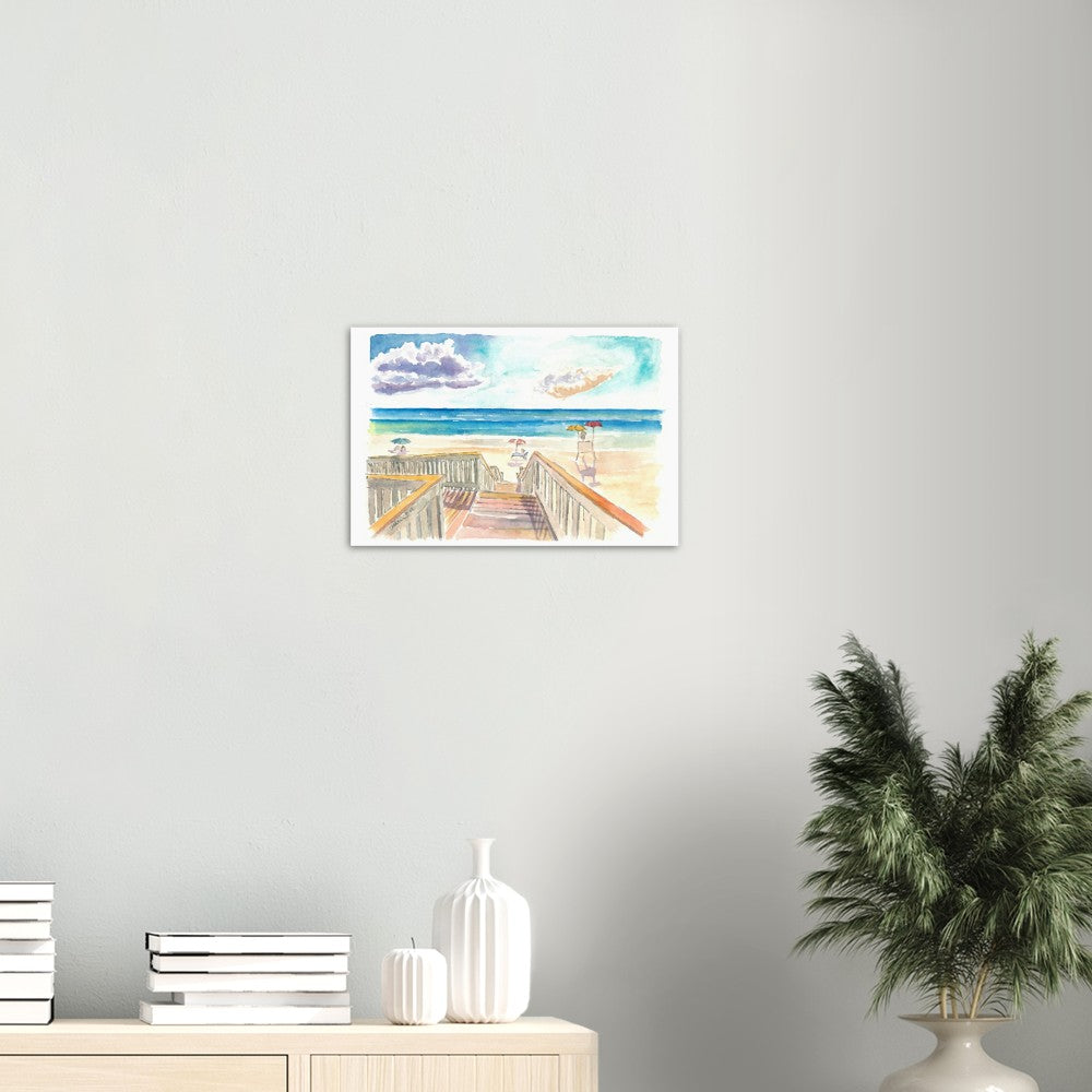 Stairs over Sand Dunes to the Ocean - Limited Edition Fine Art Print - Original Painting available