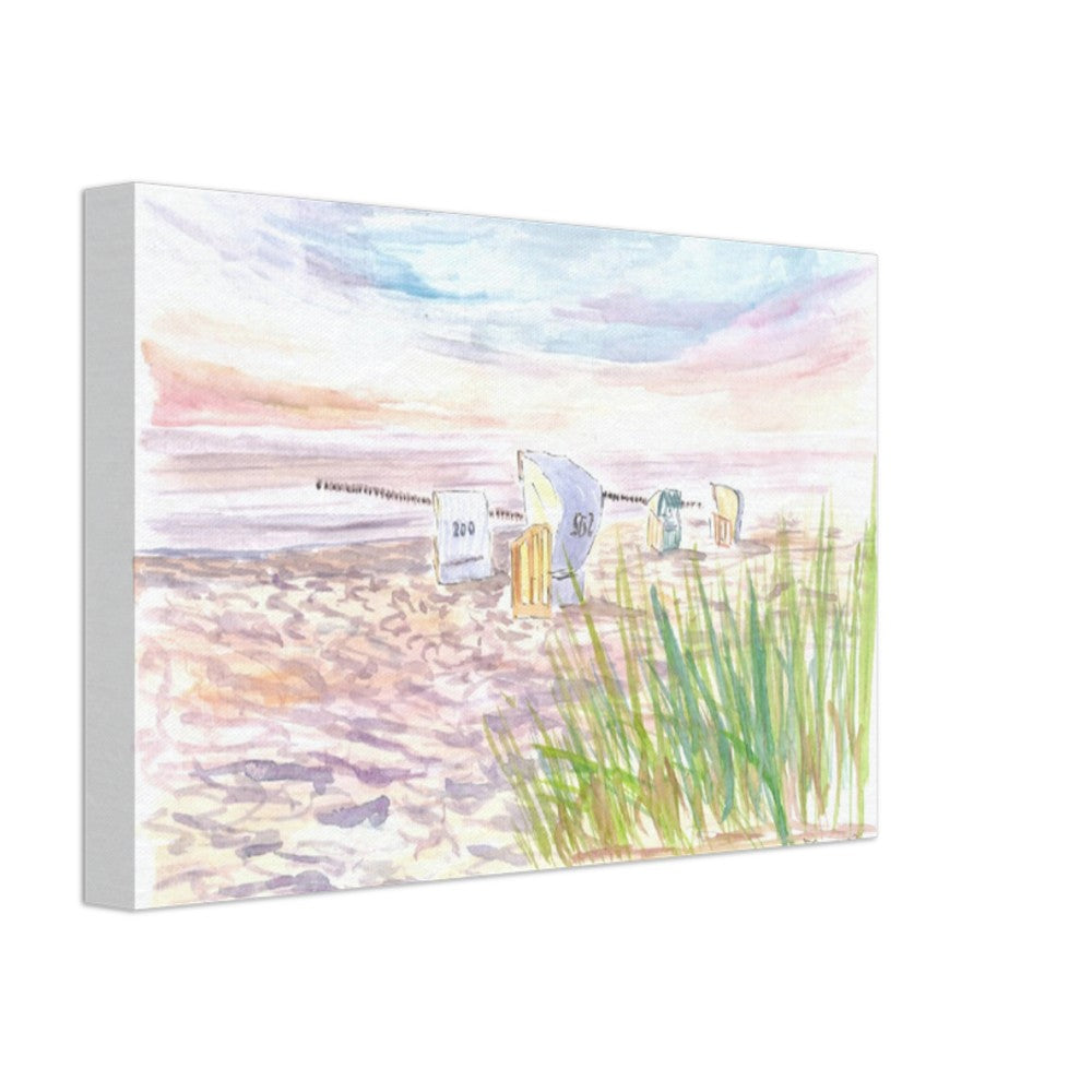 Baltic Sea Beach Chairs and Sunset Romance - Limited Edition Fine Art Print - Original Painting available