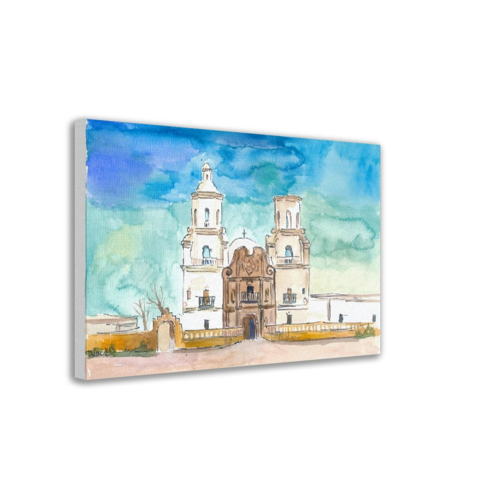Mission in Tucson AZ White Dove of the Desert Scene - Limited Edition Fine Art Print - Original Painting available
