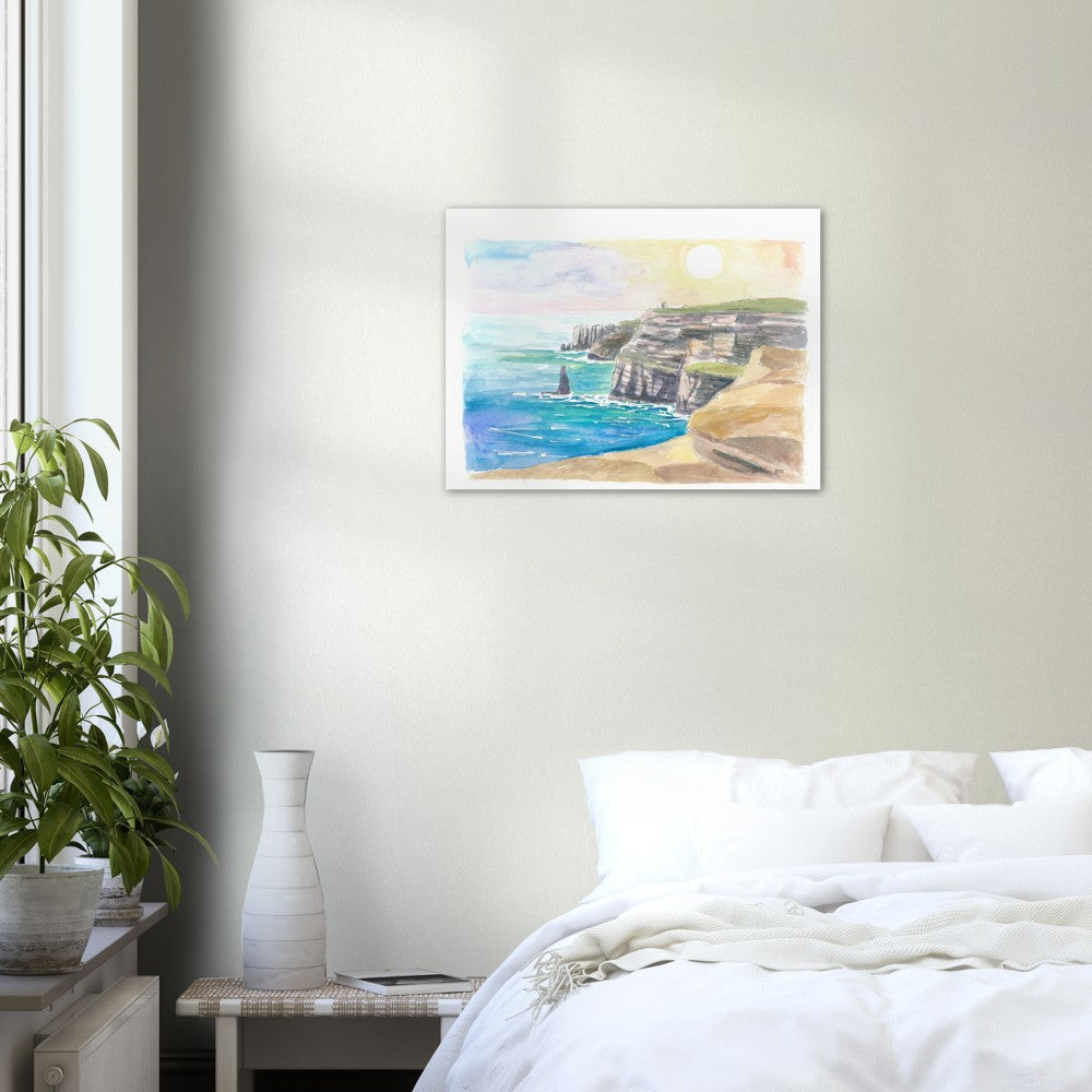 Coastline of Cliffs of Moher in Ireland with Atlantic Ocean - Limited Edition Fine Art Print - Original Painting available