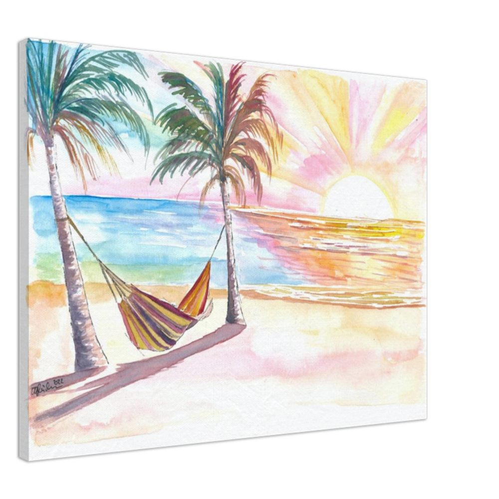 Lazy Tropical Hammock in Palm Shadow with Ocean Sounds