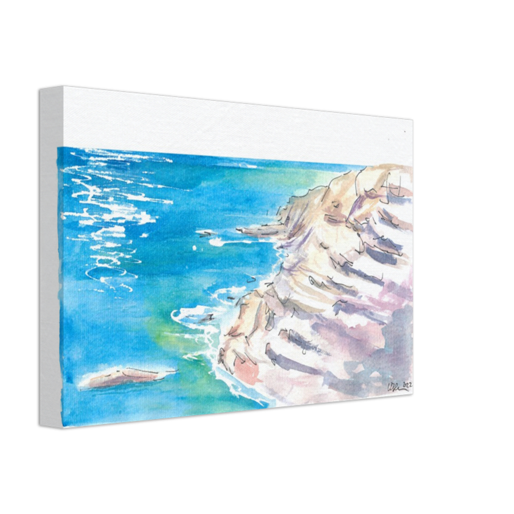 Capo Vaticano Cliffs with Blue Mediterranean Sea - Limited Edition Fine Art Print - Original Painting available