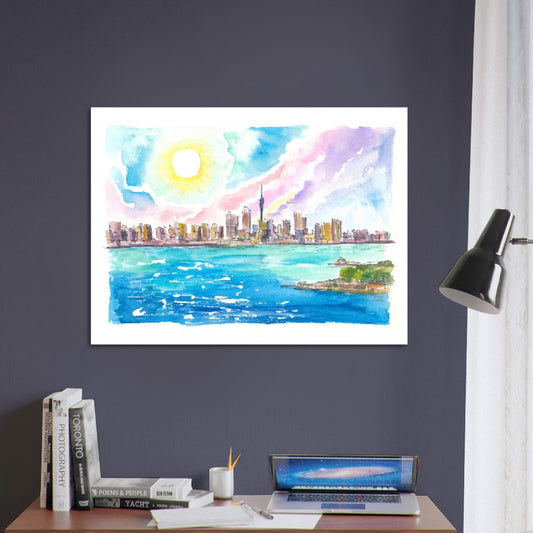 Amazing Auckland New Zealand Skyline from the Sea - Limited Edition Fine Art Print - Original Painting available