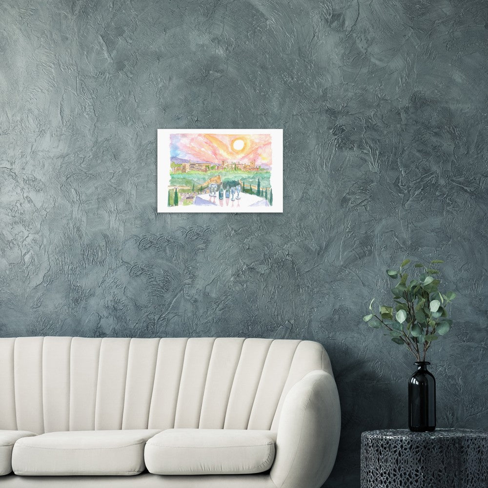 Magical Granada Andalusia Afternoon with Romantic Restaurant Table - Limited Edition Fine Art Print - Original Painting available