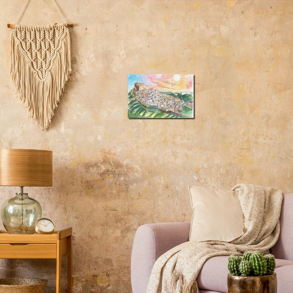 Rocca Imperiale City on Rocks with Hohenstaufen Castle - Limited Edition Fine Art Print - Original Painting available