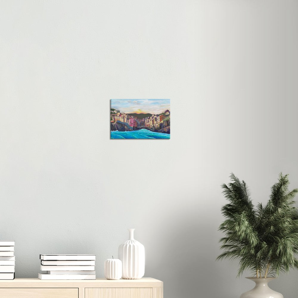 Waves and Surf Crashing on Shore in Riomaggiore Cinque Terre - Limited Edition Fine Art Print - Original Painting available