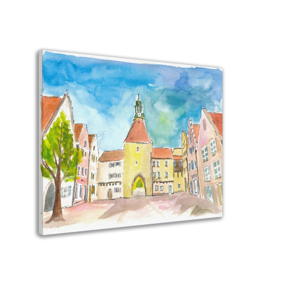 Weiden Bavaria Lower Market Square with Gate and Medieval Houses - Limited Edition Fine Art Print - Original Painting available