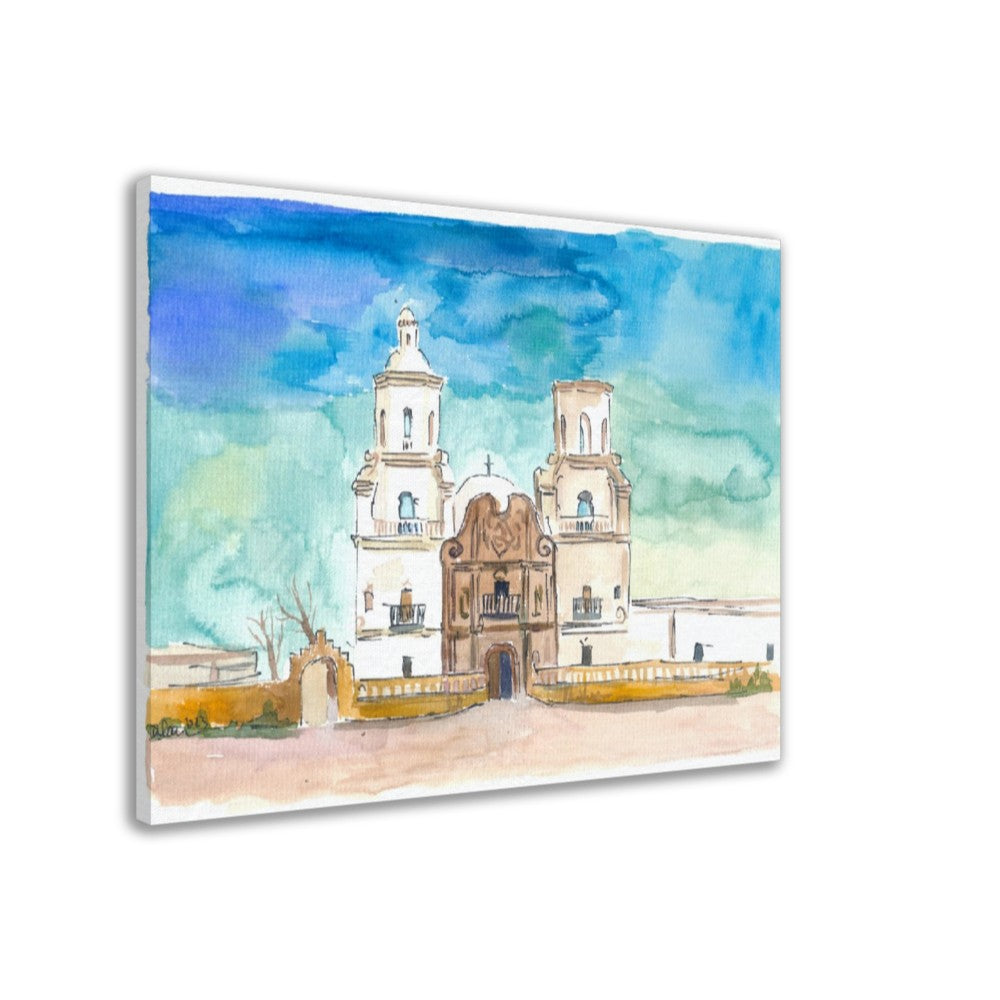 Mission in Tucson AZ White Dove of the Desert Scene - Limited Edition Fine Art Print - Original Painting available