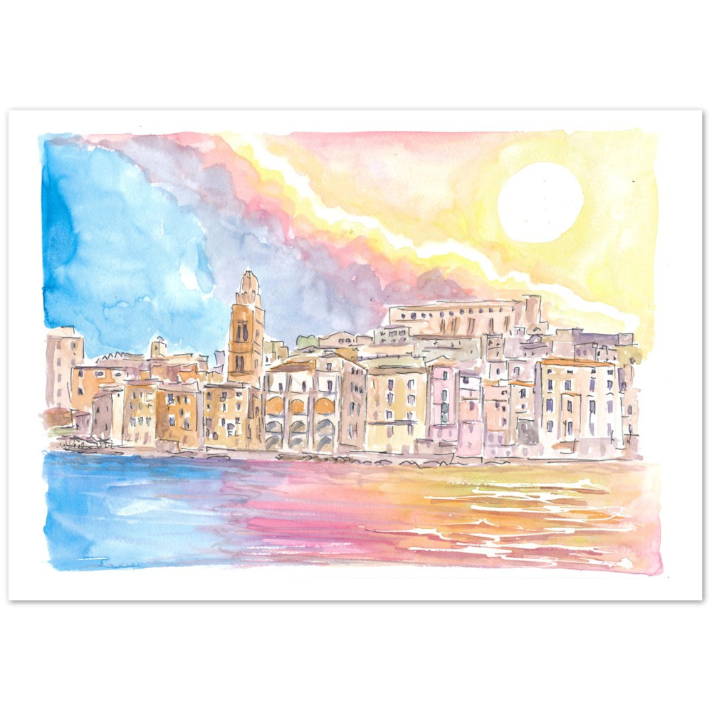 Gaeta Lazio Italy View from Mediterranean Sea - Limited Edition Fine Art Print - Original Painting available