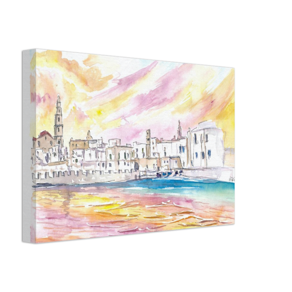 View of Monopoli Italy with Old Port in Spectacular Sunlight - Limited Edition Fine Art Print -