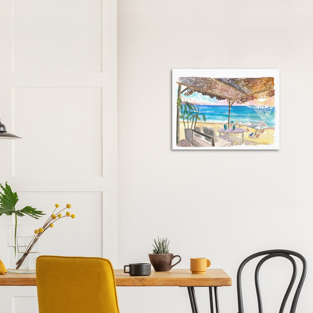 Beach Bar Vibes on Island of Corfu, Greece - Limited Edition Fine Art Print - Original Painting available