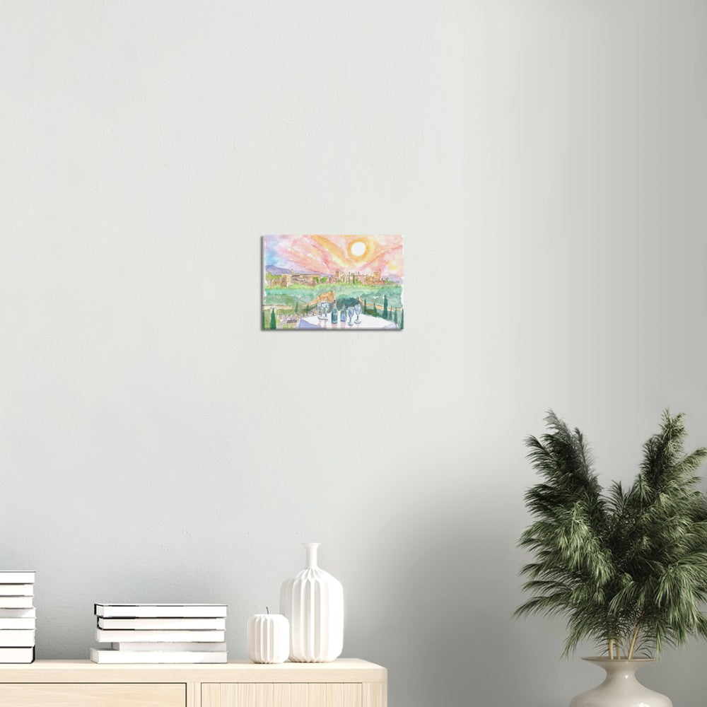 Magical Granada Andalusia Afternoon with Romantic Restaurant Table - Limited Edition Fine Art Print - Original Painting available