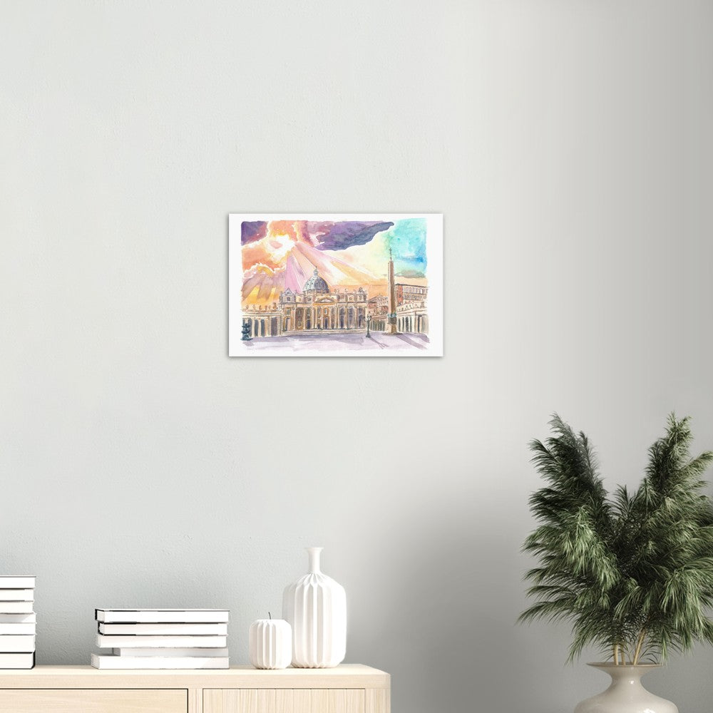 Rome Saint Peter's Illuminated through Sunrays from Gorgeous Skies - Limited Edition Fine Art Print - Original Painting available