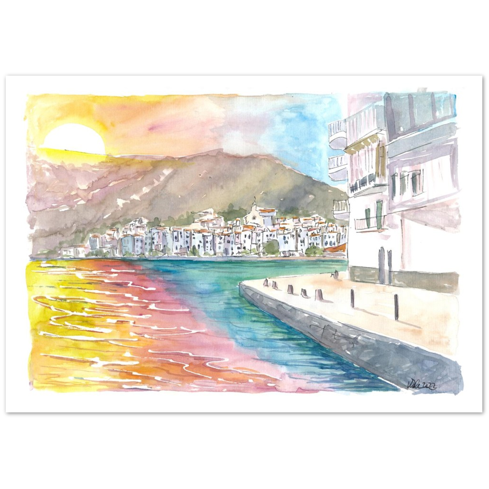Cadaques Catalonian Sunset with Bay on Costa Brava