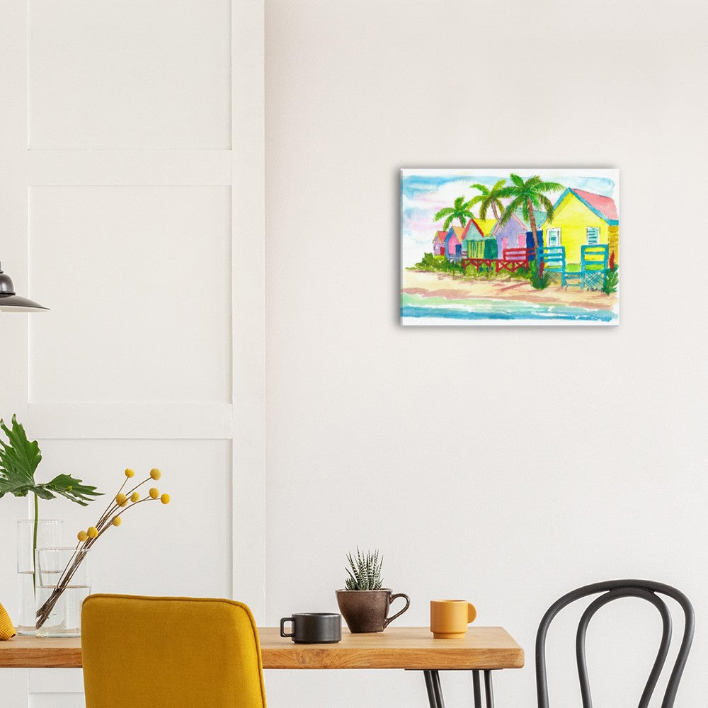 Colorful Caribbean Beach Houses for Dream Vacations - Fine Art Print on Giclee, Canvas & Original Art