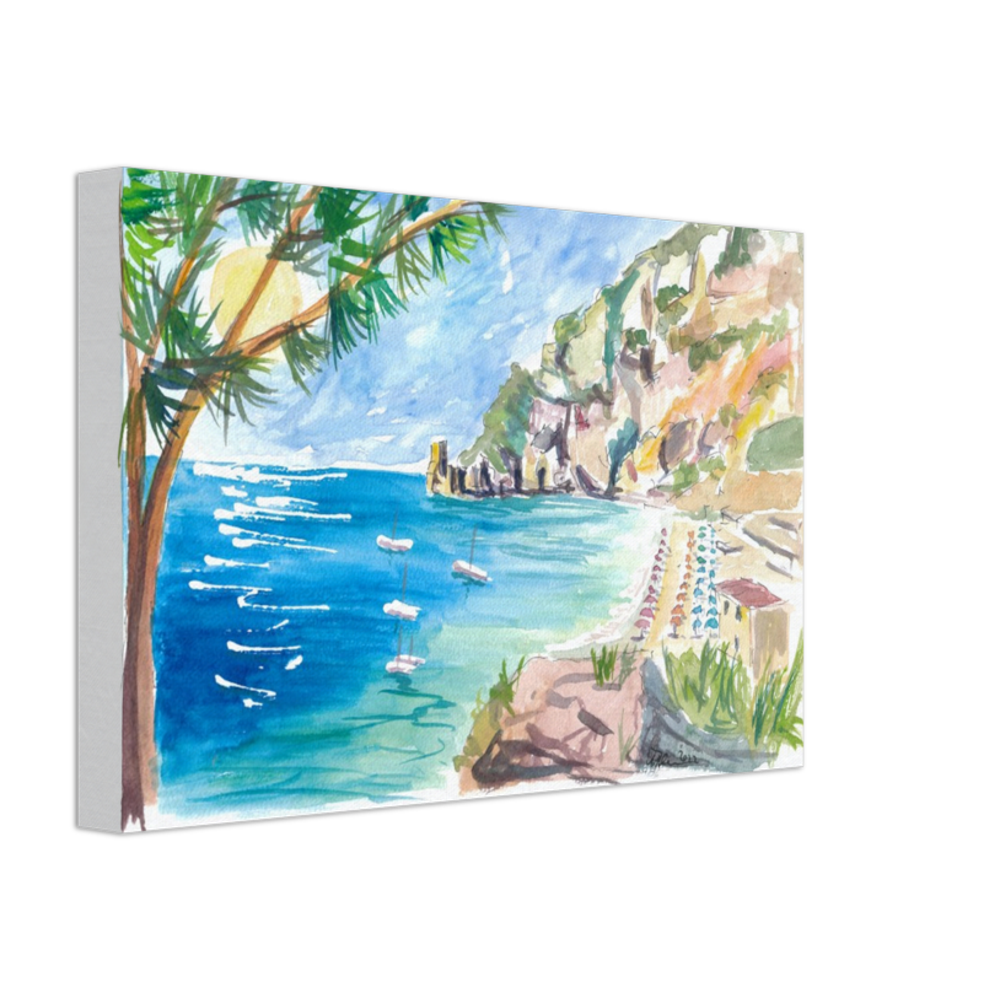Cetara Amalfi Coast Zen with Turquoise Sea and Boats - Limited Edition Fine Art Print - Original Painting available