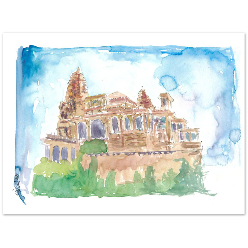 City Palace in Jaipur Royal Cenotaphs Watercolor Scene - Limited Edition Fine Art Print