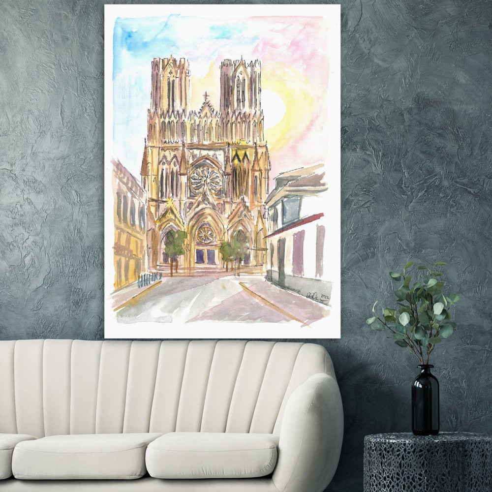 Monumental Reims Cathedral Watercolor Impressions - Limited Edition Fine Art Print -