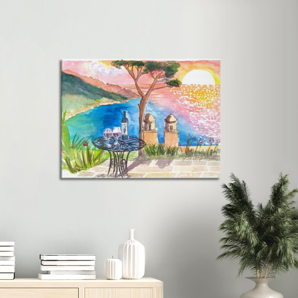 Love Wine Sunset in Amalfi Villa Rufolo Coastal View - Limited Edition Fine Art Print - Original Painting available