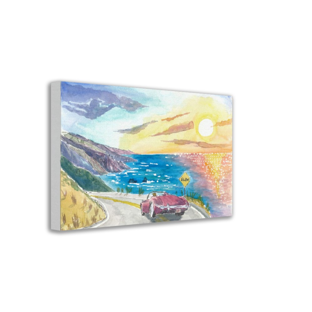 California Road Trip on Highway 101 near Big Sur with Pacific Coast - Limited Edition Fine Art Print - Original Painting available