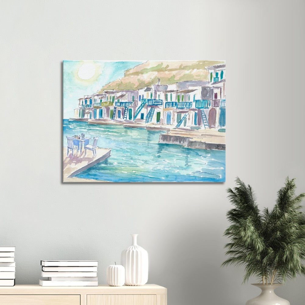 Milos Greece Aegean Island Dreams with Harbour Scene - Limited Edition Fine Art Print - Original Painting available