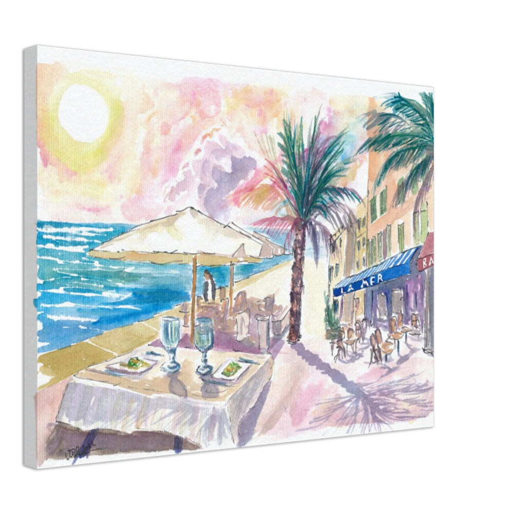 Mediterranean Seaview during Romantic Afternoon at Bar La Mer - Limited Edition Fine Art Print - Original Painting available