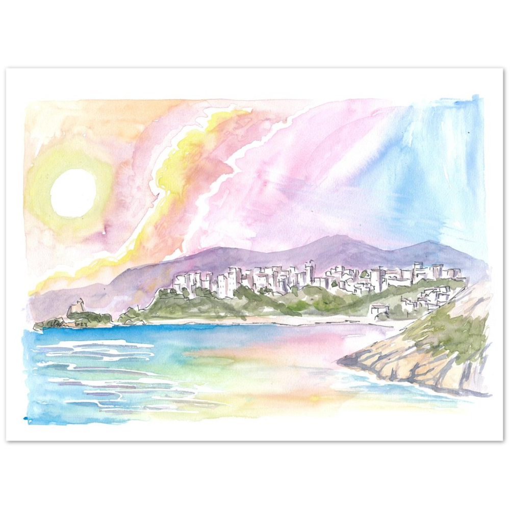 Sperlonga Mediterranean Coastal Scene in Southern Italy - Limited Edition Fine Art Print - Original Painting available