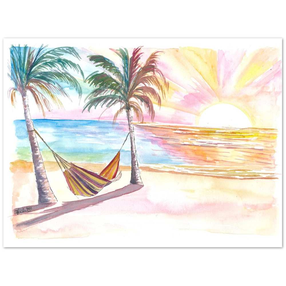 Lazy Tropical Hammock in Palm Shadow with Ocean Sounds