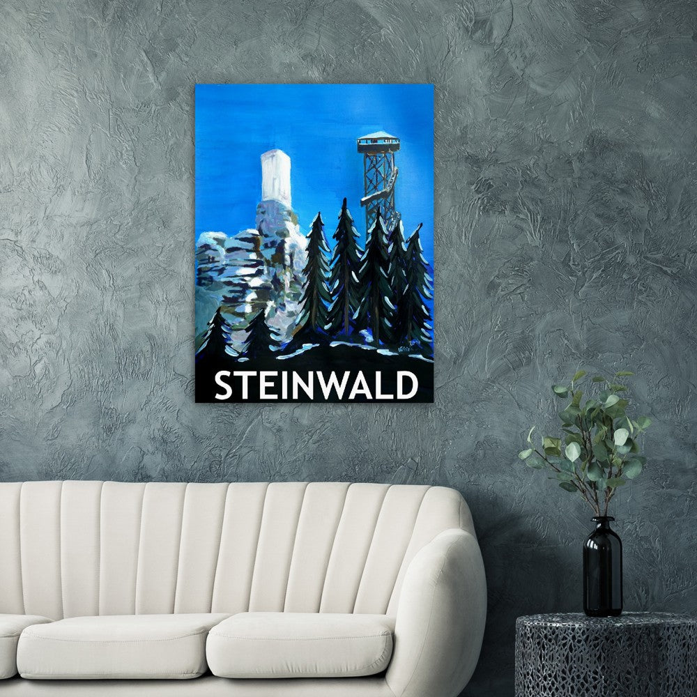 Steinwald Retro Poster - Stonewood Upper Palatinate Tower with Weissenstein Castle Ruins - Retro Poster Fine Art Print