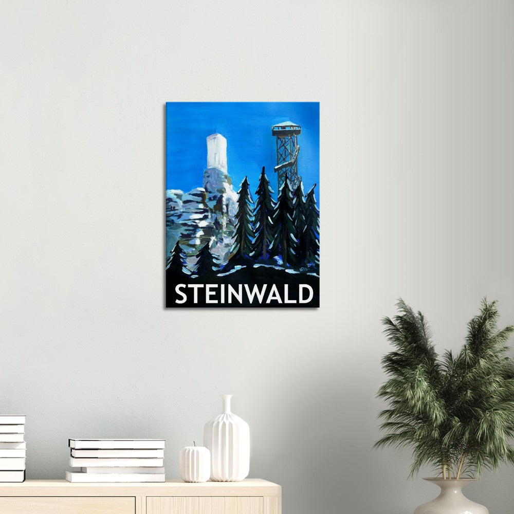Steinwald Retro Poster - Stonewood Upper Palatinate Tower with Weissenstein Castle Ruins - Retro Poster Fine Art Print