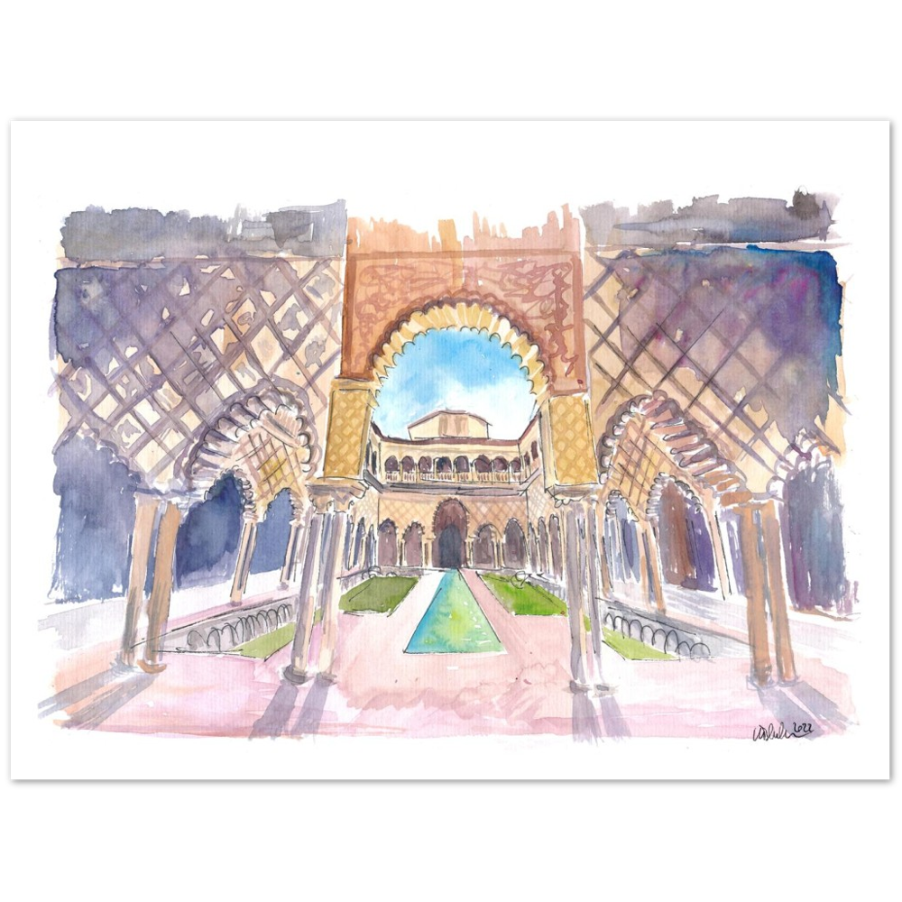 Scene of Patio de las Doncellas of Alcazar in Seville Andalucia
