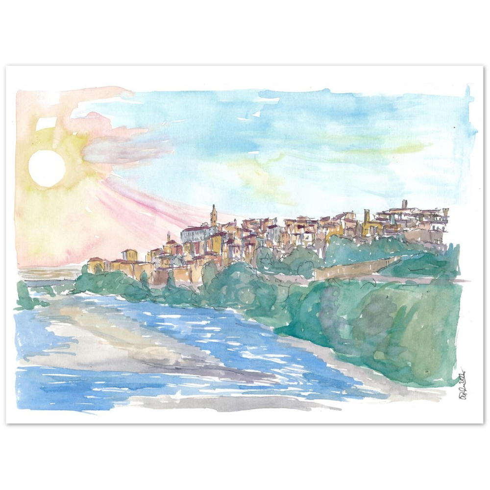 Ventimiglia Liguria Italy Panorama with Roia River