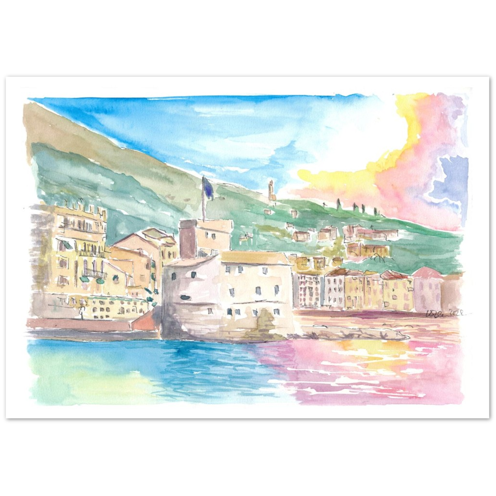 Rapallo Sea Front with Harbour Castle and Sun Reflections
