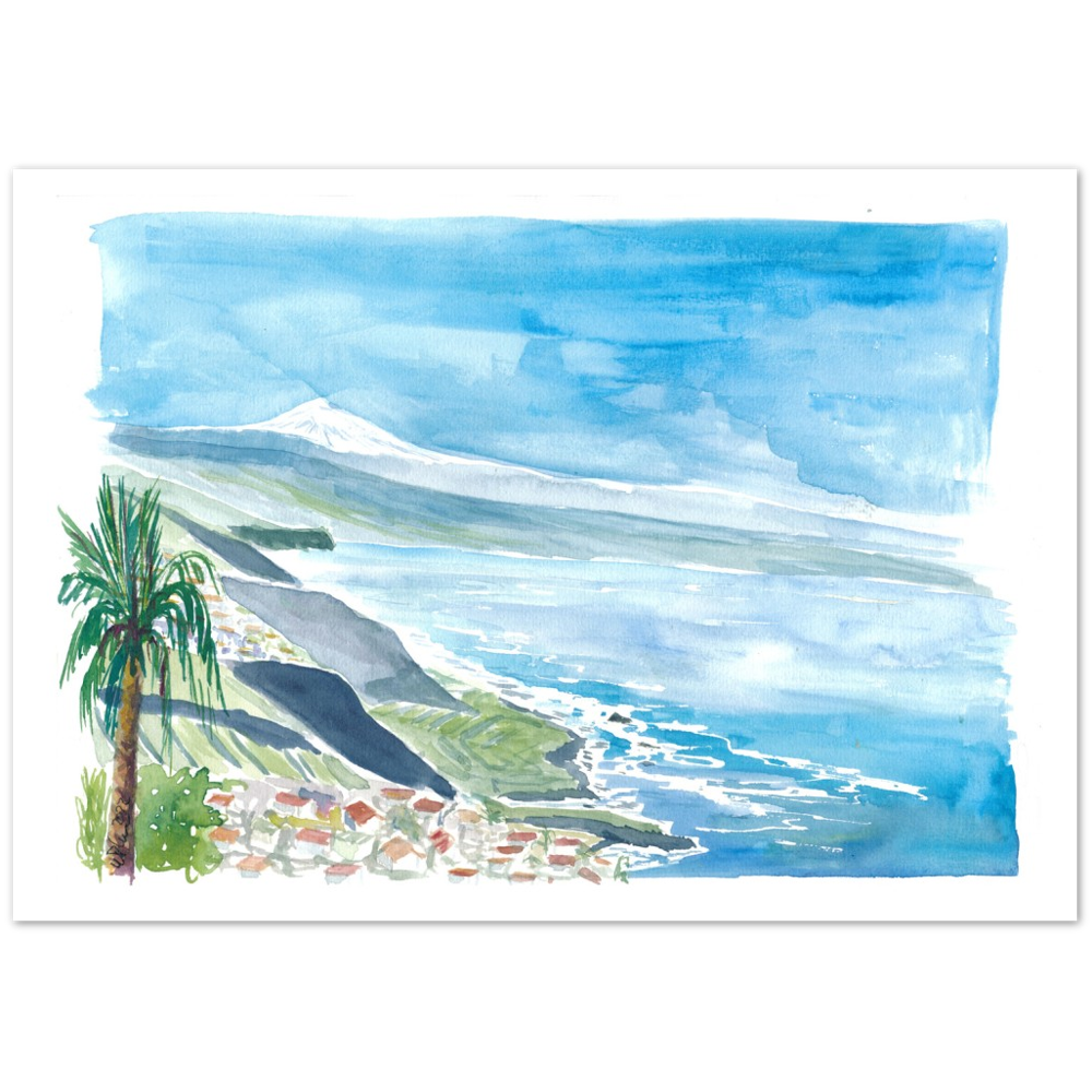 View of Snow Covered Teide in Tenerife Canary Islands - Limited Edition Fine Art Print - Original Painting available