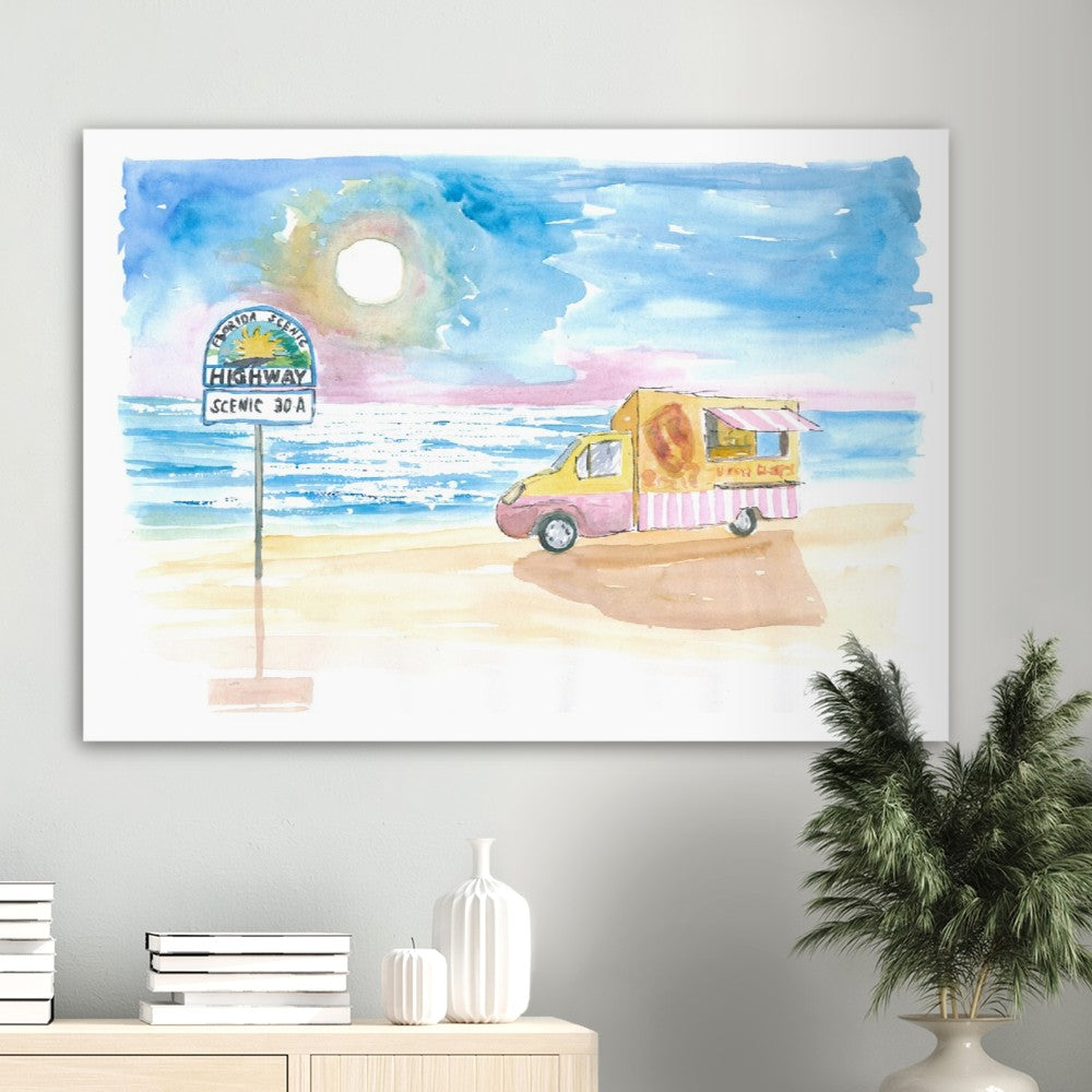 Food Truck on a Beach on 30A Florida Panhandle - Limited Edition Fine Art Print - Original Painting available