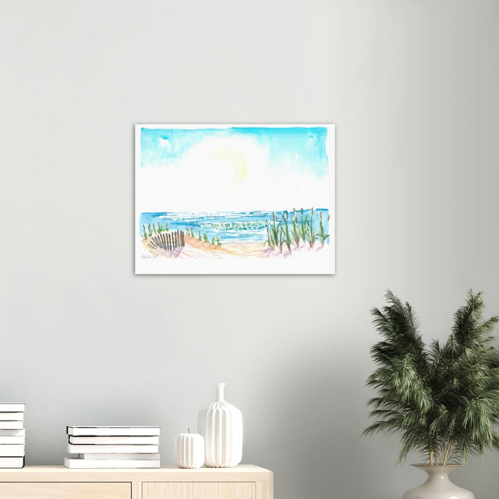 Beach Dunes with Picket Fence and Sea View - Limited Edition Fine Art Print - Original Painting available
