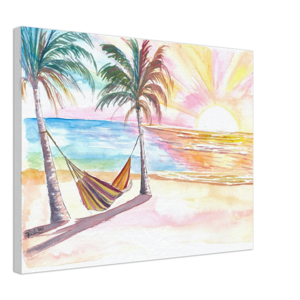 Lazy Tropical Hammock in Palm Shadow with Ocean Sounds