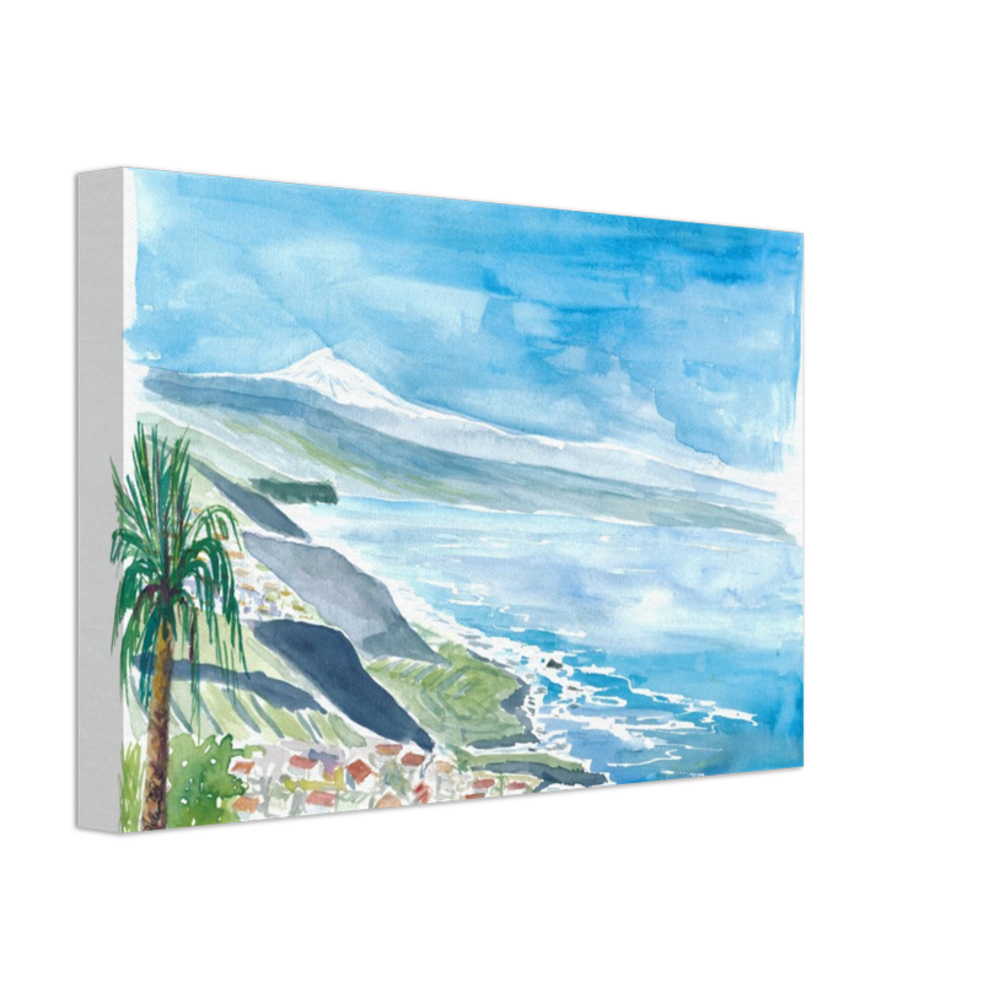 View of Snow Covered Teide in Tenerife Canary Islands - Limited Edition Fine Art Print - Original Painting available