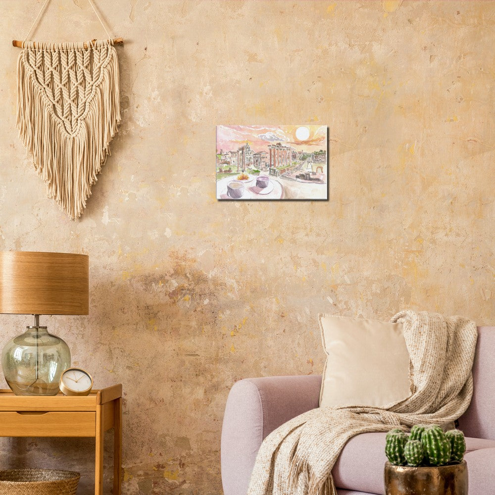 Roman Forum Morning Coffee with View in Rome - Limited Edition Fine Art Print - Original Painting available