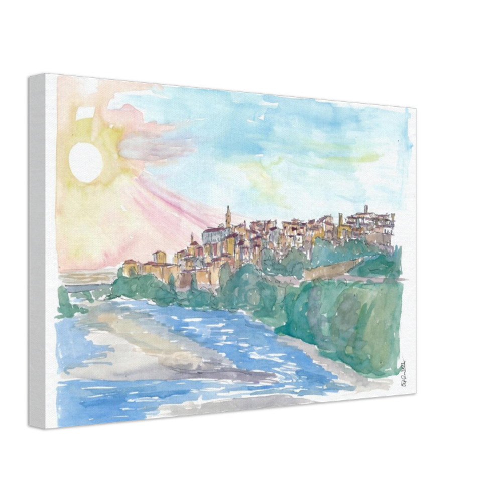 Ventimiglia Liguria Italy Panorama with Roia River