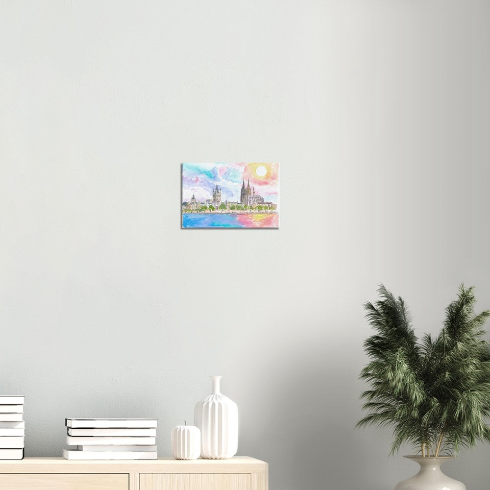 Cologne Germany Waterfront with Cathedral and Rhine - Limited Edition Fine Art Print - Original Painting available