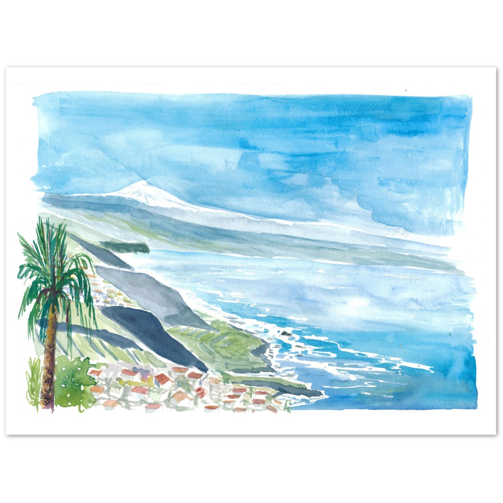 View of Snow Covered Teide in Tenerife Canary Islands - Limited Edition Fine Art Print - Original Painting available