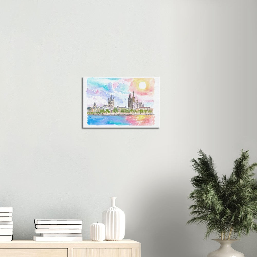 Cologne Germany Waterfront with Cathedral and Rhine - Limited Edition Fine Art Print - Original Painting available