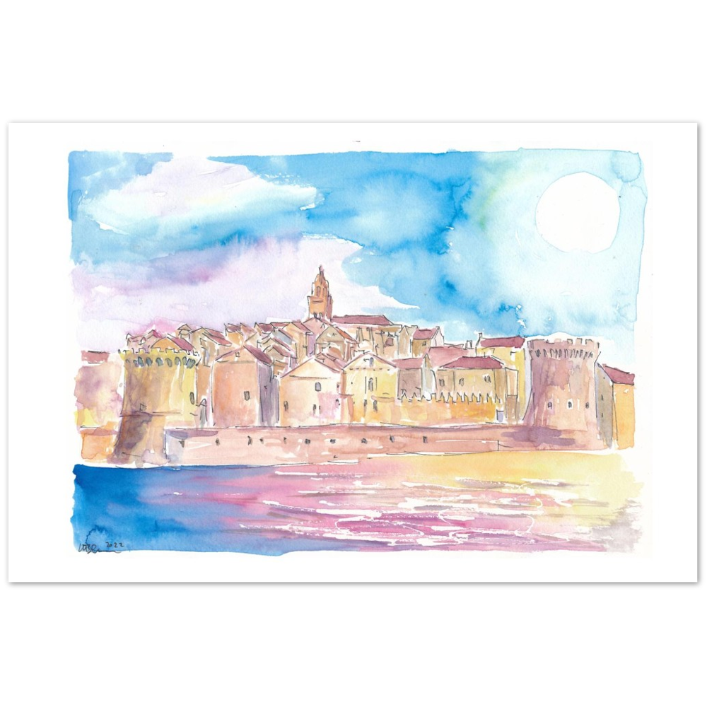 Korcula View Croatian Island in the Adriatic Sea - Limited Edition Fine Art Print - Original Painting available