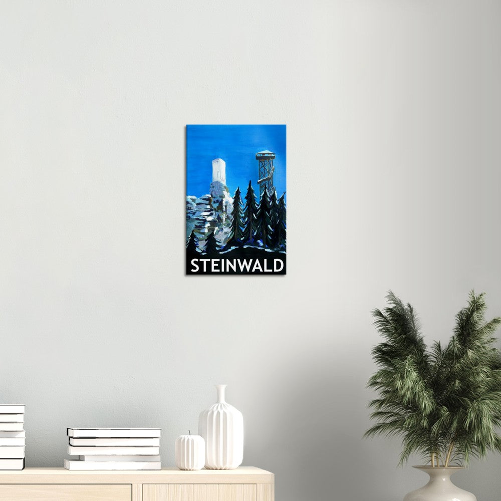 Steinwald Retro Poster - Stonewood Upper Palatinate Tower with Weissenstein Castle Ruins - Retro Poster Fine Art Print